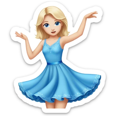 Beautiful blonde girl with blue eyes dancing in a dress sticker