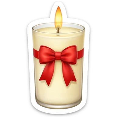 Soft vanilla long glass candle, with little red bow sticker