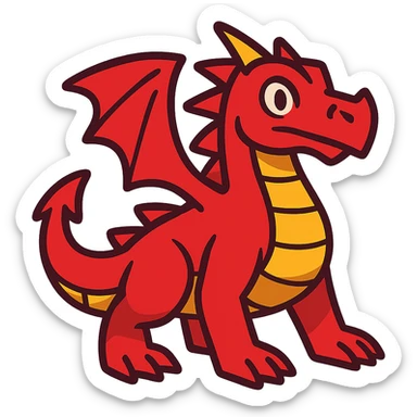 red dragon in vibrant toon style sticker