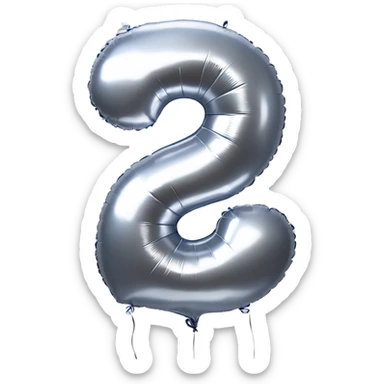 The number 3 as realistic silver balloons sticker