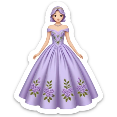 Lilac pastel purple ball gown vintage dress  sticker