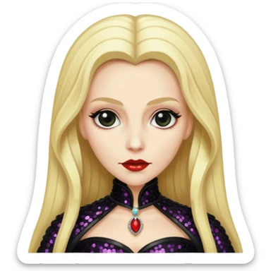 Countess Dracula with long blonde hair and black sequin outfit sticker