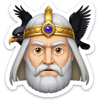 Norse god Odin with one eye and ravens sticker