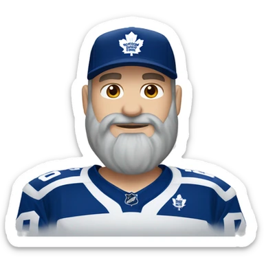 White male long gray beard brown hair Toronto maple leafs jersey sticker