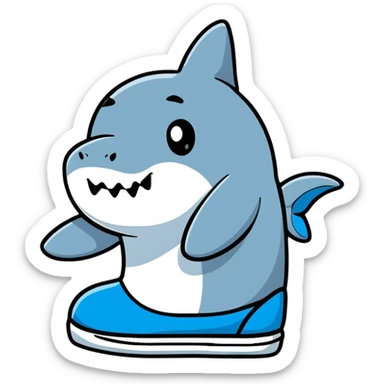 cute little shark wearing blue shoes sticker