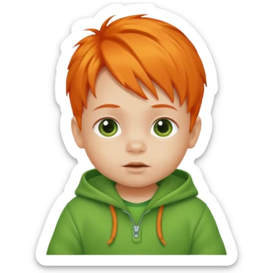 orange hair baby green outfit sticker