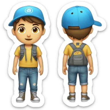 un niño con todo el cuerpo moreno y gorra boleta sticker