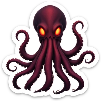 Dark tentacle monster silhouette on a dramatic red sky. sticker