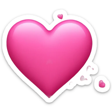 Create a pink heart with smaller pink hearts floating around it sticker