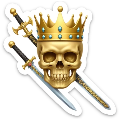 Golden skull with crown now make it with a worrior sowrd sticker