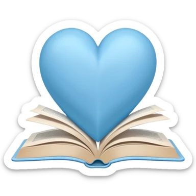 Light blue heart with open books sticker