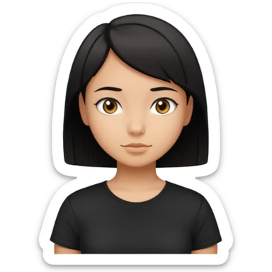 a pretty bratz girl with straight black short hair wearing a black tshirt , tan girl. waist up sticker