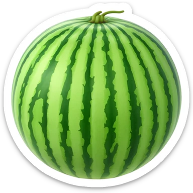 whole watermelon emoji, striped green, shiny surface sticker