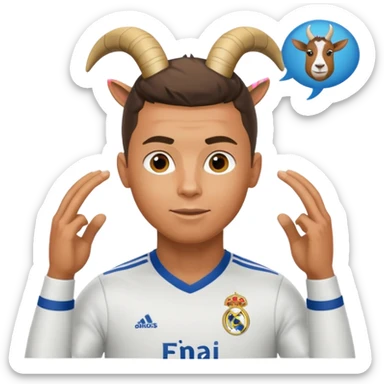 I want Ronaldo in Madrid and something over his head saying GOAT sticker