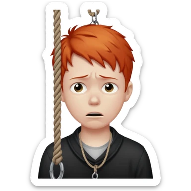 red headed boy hanging by his neck from a noose sticker