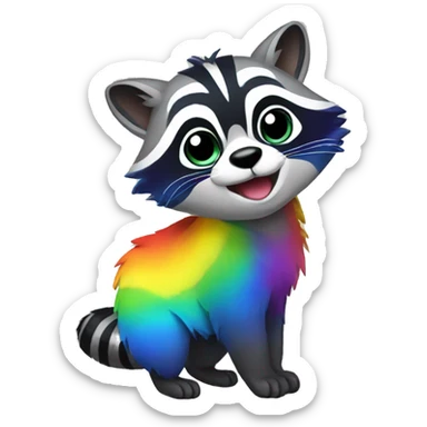 Rainbow Raccoon Full Body sticker