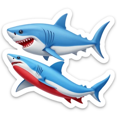 Un tiburón azul con zapatillas Nike rojas, mirando hacia la izquierda y un poco hacia abajo sticker