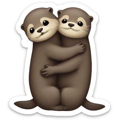 otters hugging otters hugging  sticker