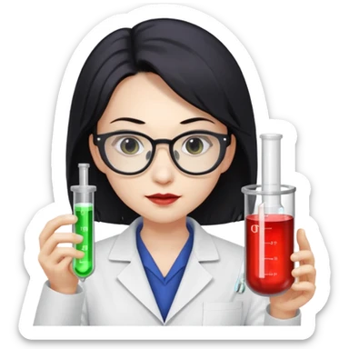 Dr. Lunar Fang – scientist vampire adjusting square lab glasses, holding a glowing test tube of “Type O” fuel sticker