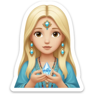 Long blonde girl spiritual magic crystals bohemian  sticker
