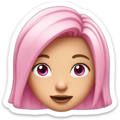 Pink-eyed cartoon girl character with a pinched hair and pink eyes. sticker