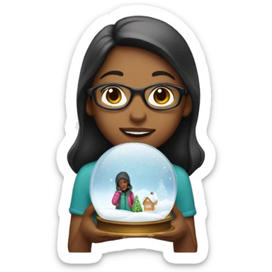 A girl with a snow globe sticker