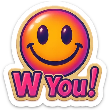 excited smile with mouth closed Z
add the words W You! in pink sticker