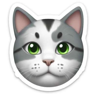 Grey and white cat with green eyes in a swim suit very fat cat sticker