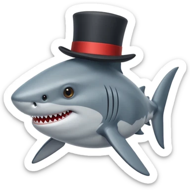 Shark with a top hat sticker