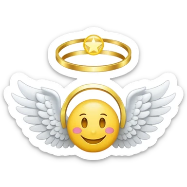 smiley face with halo plus angel wings combined  sticker