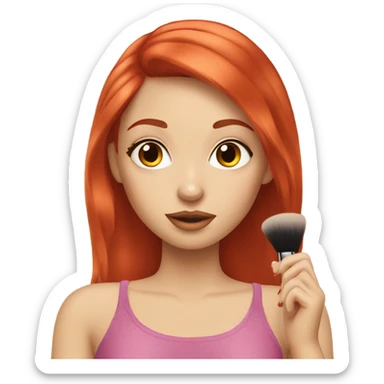 Red hair pretty girly putting makeup sticker
