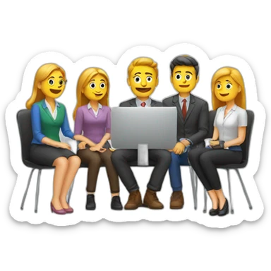 people sit on chair and look a presentation sticker