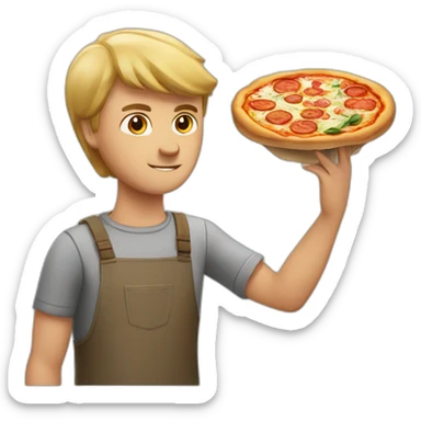 a nordic man making a pizza sticker