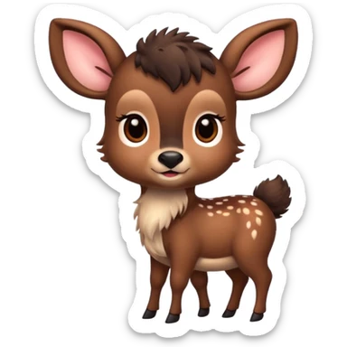 Dark brown Bambi deer cute sticker