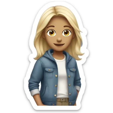 girl with boys in casual outfit sticker