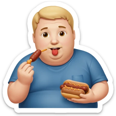 Fat white guy sucking on a sausage in mouth  sticker