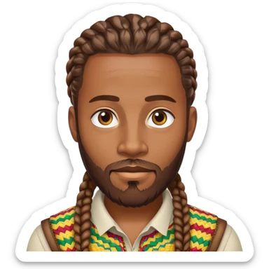 Ethiopian brown guy with beard and cornrows  sticker