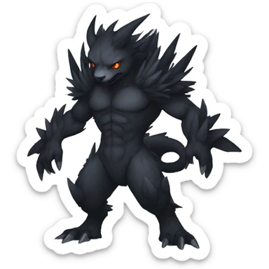 cool edgy fantasy dark-themed animal hybrid Fakemon full body sticker