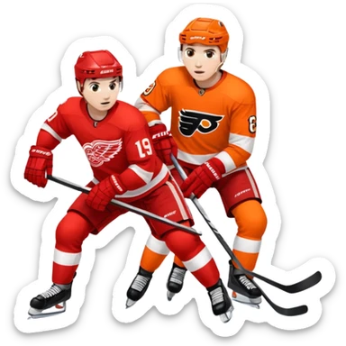 Detroit red wings player slashing flyers player sticker
