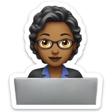 Lady working on laptop  sticker