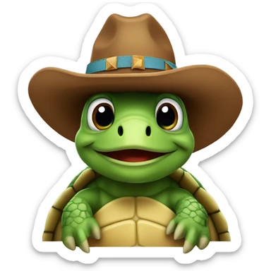 Turtle wearing cowboy hat sticker