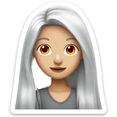 Girl with long silver hair and red eyes  sticker