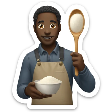 Black man with spoon of flour and lighter sticker