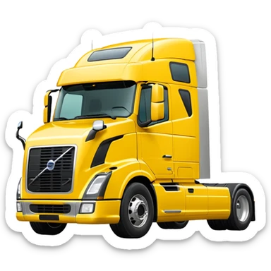 Volvo sleeper semi truck bright yellow side view sticker