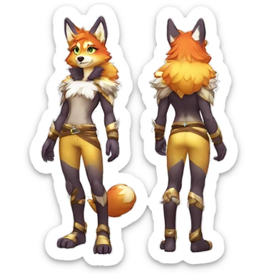 Anthro Colorful Shiny Fionbri-Falvie-sparkle-wolf-sona with shiny markings full body sticker