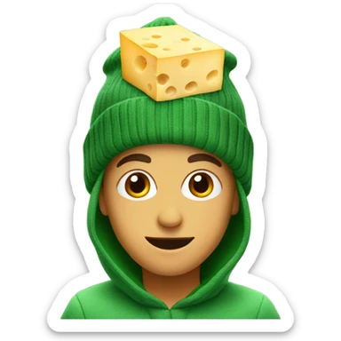 Cheese wearing a green beanie sticker