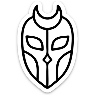 outlined abstract mask motif logo inspired by Sleep Token band with black lines sticker