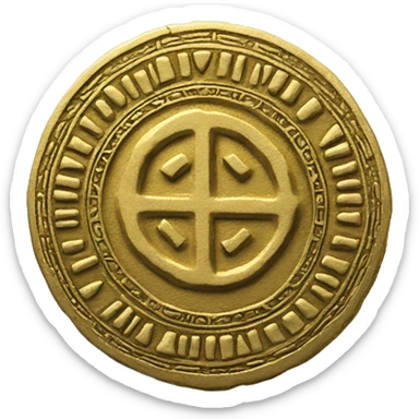golden theme medieval token with inscription (HI) sticker