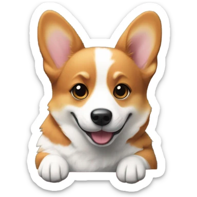 Tri-color corgi on house stoop sticker