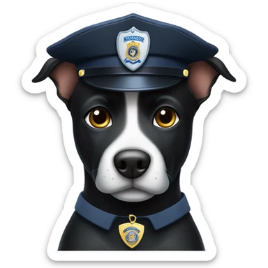 black dog wearing police uniform  sticker